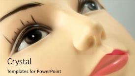  Presentation with mannequin - PPT theme having shadow puppet - face of mannequin with red background and a blonde colored foreground