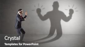  Presentation with fight for equality - Cool new presentation theme with shadowed - businessman trying to fight backdrop and a gray colored foreground