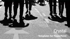  Presentation with city people walking - Colorful presentation design enhanced with shadows of people walking backdrop and a gray colored foreground