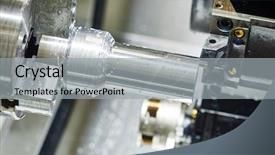  Presentation with shaft - Beautiful PPT layouts featuring shaft processing on lathe machine backdrop and a light gray colored foreground