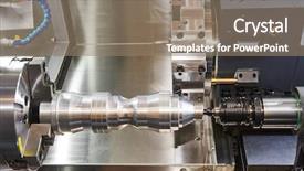 Presentation with steel industry - Amazing PPT layouts having shaft processing on lathe machine backdrop and a coral colored foreground