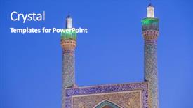  Presentation with mosque iran - Beautiful PPT theme featuring shah mosque in isfahan iran backdrop and a cobalt blue colored foreground