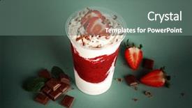  Presentation with chocolate strawberry - PPT layouts featuring shake drink - delicious strawberry dessert with cream background and a gray colored foreground
