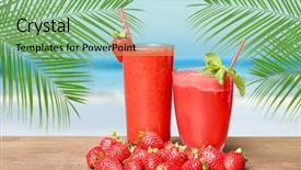  Presentation with glasses - Audience pleasing slide deck consisting of shake drink - glasses of delicious cocktails backdrop and a  colored foreground