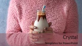  Presentation with mocktails and cocktail both - Cool new PPT theme with shake drink - woman holding delicious cocktail closeup backdrop and a  colored foreground