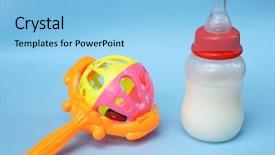 Presentation with baby bottle - Theme with shake drink kids - baby rattle and bottle background and a light blue colored foreground
