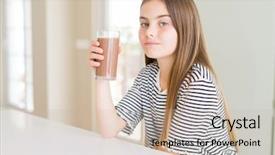  Presentation with milkshake - Colorful presentation enhanced with shake drink kids - beautiful young girl kid drinking backdrop and a soft green colored foreground