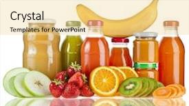  Presentation with juice - Colorful PPT theme enhanced with shake drink kids - bottles with juice fruits isolated backdrop and a blonde colored foreground