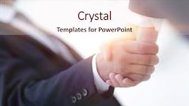  Presentation with businesses - PPT theme featuring impression management - shake hands agreed background and a white colored foreground