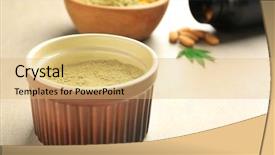  Presentation with hemp - Audience pleasing slides consisting of shakes free - bowl of hemp protein powder backdrop and a  colored foreground