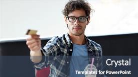  Presentation with credit card - Amazing PPT layouts having shakes free - leisure people payment and finance backdrop and a  colored foreground