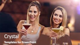  Presentation with friends - Presentation theme with shakes free - picture showing group of friends background and a red colored foreground