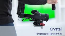  Presentation with videographer - Theme featuring shakes free - young videographer with gimball video background and a sky blue colored foreground