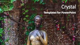  Presentation with shakespeare - Colorful PPT theme enhanced with shakespeare - statue of juliet in her backdrop and a wine colored foreground