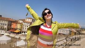  Presentation with italian - Audience pleasing PPT theme consisting of shakespeare - tourist woman in italian city backdrop and a coral colored foreground