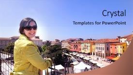  Presentation with italian - Audience pleasing PPT theme consisting of shakespeare - tourist woman in italian city backdrop and a light blue colored foreground