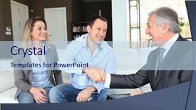  Presentation with real estate purchase - Colorful slides enhanced with shaking hand to real-estate backdrop and a light blue colored foreground