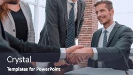  Presentation with shaking hands - Audience pleasing presentation theme consisting of shaking-hands-after-a-business backdrop and a tawny brown colored foreground