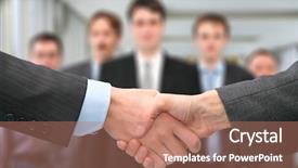  Presentation with team hands - PPT theme with shaking hands and business team background and a coral colored foreground
