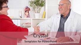  Presentation with shaking hands - Cool new PPT theme with shaking hands at doctors office backdrop and a coral colored foreground