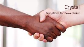  Presentation with black hands - Presentation theme consisting of shaking hands black and white background and a lemonade colored foreground