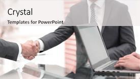  Presentation with shaking hands - Presentation theme consisting of shaking hands during a meet background and a white colored foreground