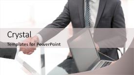  Presentation with shaking hands - Amazing presentation theme having shaking hands during a meet backdrop and a light gray colored foreground