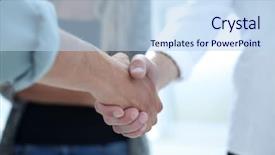  Presentation with shaking hands - Audience pleasing slide set consisting of shaking hands in a meet backdrop and a light blue colored foreground