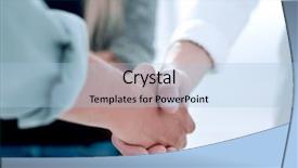  Presentation with shaking hands - Amazing slide deck having shaking hands in a meet backdrop and a light blue colored foreground