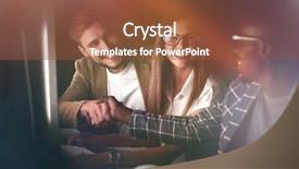  Presentation with employees - Slides enhanced with shaking screen - employees shake hands while sitting background and a tawny brown colored foreground