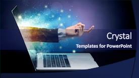  Presentation with sparkling - Colorful PPT layouts enhanced with shaking screen - hand coming backdrop and a navy blue colored foreground