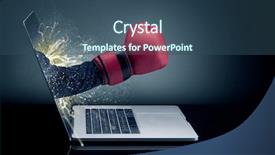  Presentation with box - Presentation theme featuring shaking screen - hand with box gloves coming background and a ocean colored foreground