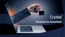  Presentation with lock out tag out key - Presentation enhanced with shaking screen - hand with lock coming background and a ocean colored foreground