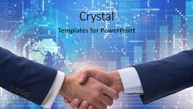  Presentation with handshake - PPT layouts enhanced with shaking world - handshake concept - business metaphor background and a teal colored foreground