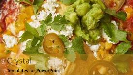  Presentation with olive oil - Theme with shakshouka-dish-homemade-from-eggs background and a gold colored foreground