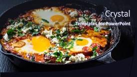  Presentation with feta cheese - Amazing slide deck having shakshouka-middle-eastern-traditional-dish backdrop and a wine colored foreground