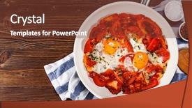  Presentation with vegetables - Theme having shakshuka - fried eggs with vegetables background and a  colored foreground