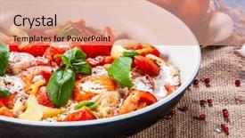  Presentation with frying - Amazing presentation design having shakshuka - fried eggs with vegetables backdrop and a  colored foreground