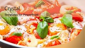  Presentation with vegetables - Presentation theme consisting of shakshuka - fried eggs with vegetables background and a  colored foreground