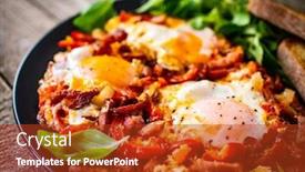  Presentation with bacon - Amazing slides having shakshuka-fried-eggs-with-bacon backdrop and a crimson colored foreground
