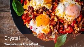  Presentation with bacon - Beautiful PPT theme featuring shakshuka-fried-eggs-with-bacon backdrop and a tawny brown colored foreground