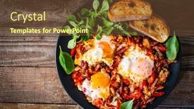  Presentation with bacon - Slides with shakshuka-fried-eggs-with-bacon background and a tawny brown colored foreground