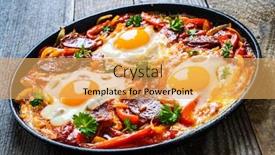  Presentation with chorizo - Slide set with shakshuka-fried-eggs-with-chorizo background and a yellow colored foreground