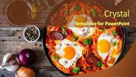  Presentation with chorizo - Colorful presentation design enhanced with shakshuka-fried-eggs-with-chorizo backdrop and a tawny brown colored foreground