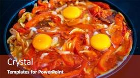  Presentation with chorizo - Theme having shakshuka-fried-eggs-with-chorizo background and a crimson colored foreground