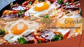  Presentation with chorizo - Colorful presentation design enhanced with shakshuka-fried-eggs-with-chorizo backdrop and a yellow colored foreground
