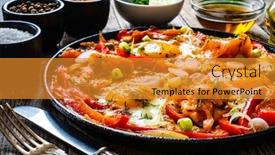  Presentation with salmon - Slide deck enhanced with shakshuka-fried-eggs-with-salmon background and a gold colored foreground