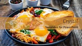  Presentation with vegetables - PPT theme consisting of shakshuka-fried-eggs-with-vegetables background and a gold colored foreground