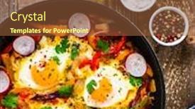  Presentation with vegetables - Colorful PPT theme enhanced with shakshuka-fried-eggs-with-vegetables backdrop and a tawny brown colored foreground