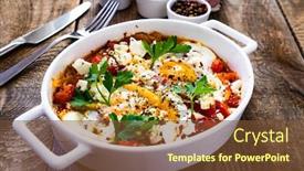  Presentation with vegetables - Slides enhanced with shakshuka-sunny-side-up-eggs background and a tawny brown colored foreground